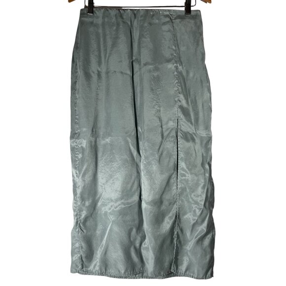H&M Midi Skirt Mint Green Shiny Slit Pencil Skirt Women’s M Midi Skirts - Picture 1 of 8